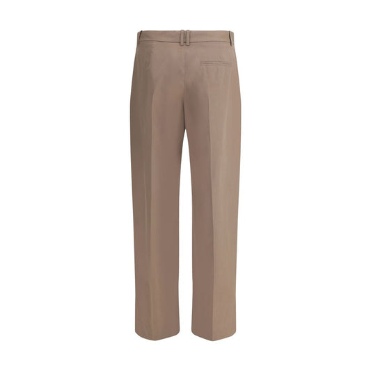 Beige Cotton Casual Pants