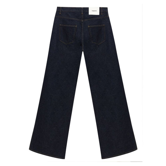 Blue Cotton High-Waisted Jean