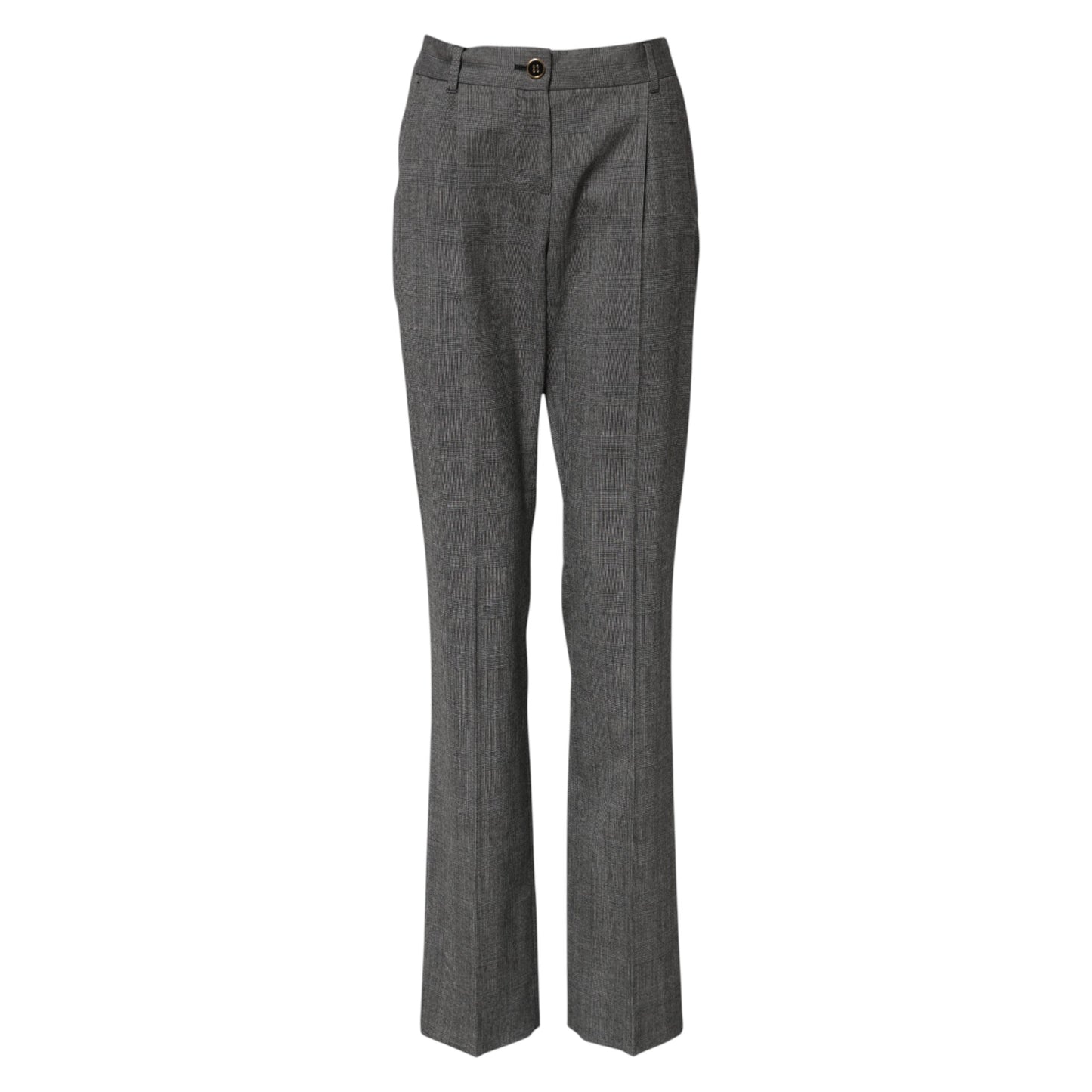 Gray Checkered High Waist Flared Pants