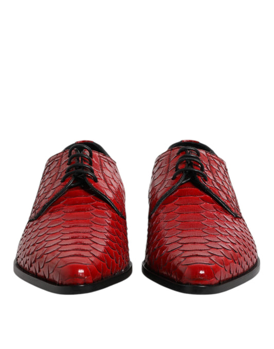 Red Exotic Leather Lace Up Dress Derby Shoes