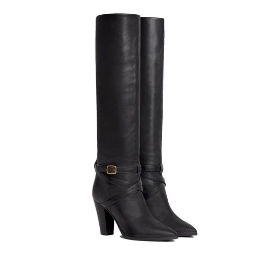 Black Calfskin High Heel Boots