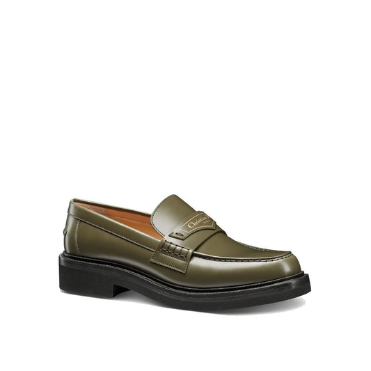 Green Calfskin Slip-On Loafers