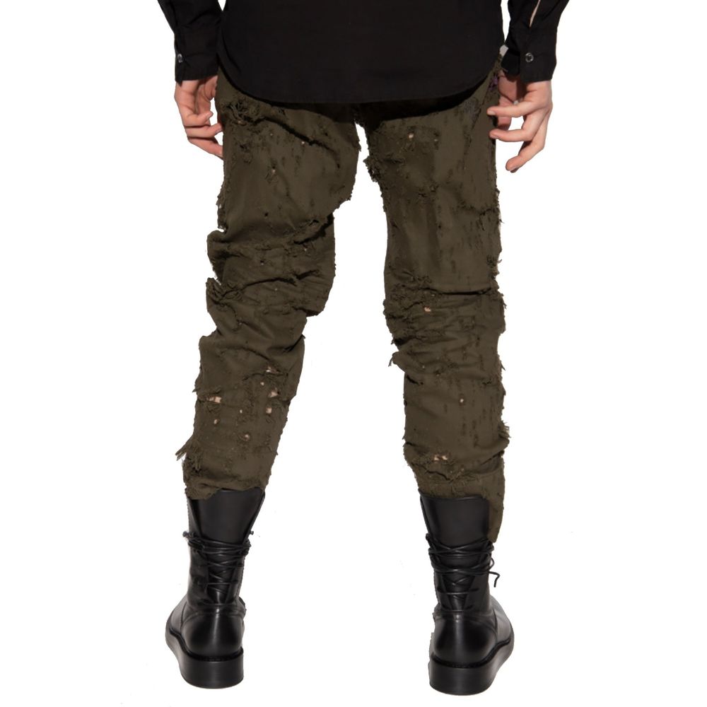 Green Cotton Casual Pants