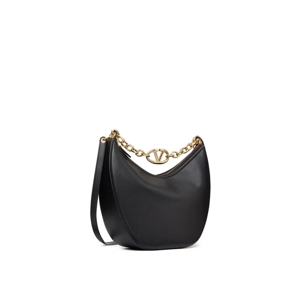 Black Calfskin Shoulder Bag