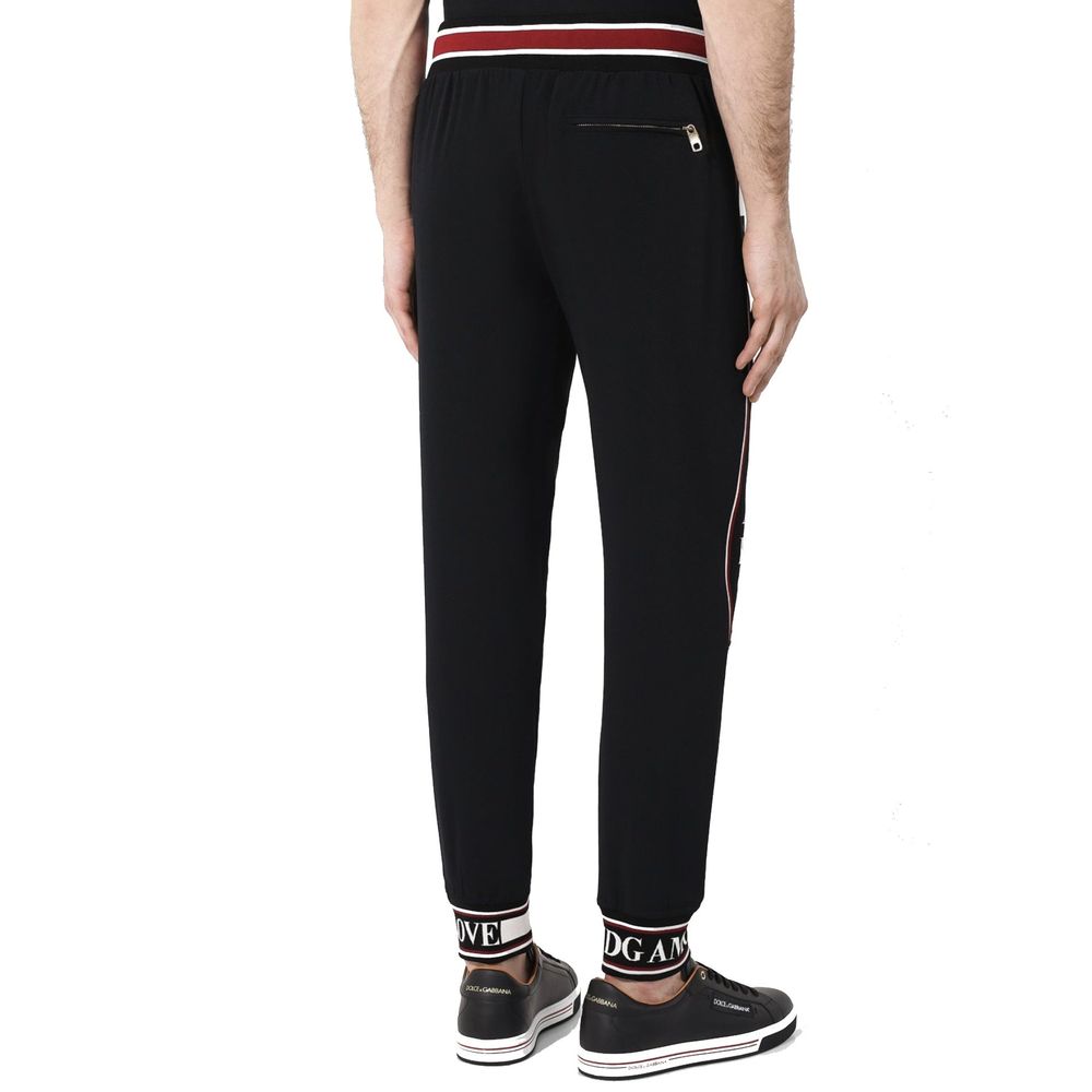 Black Elastane Athletic Pants