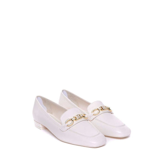 White Calfskin Slip-On Loafers