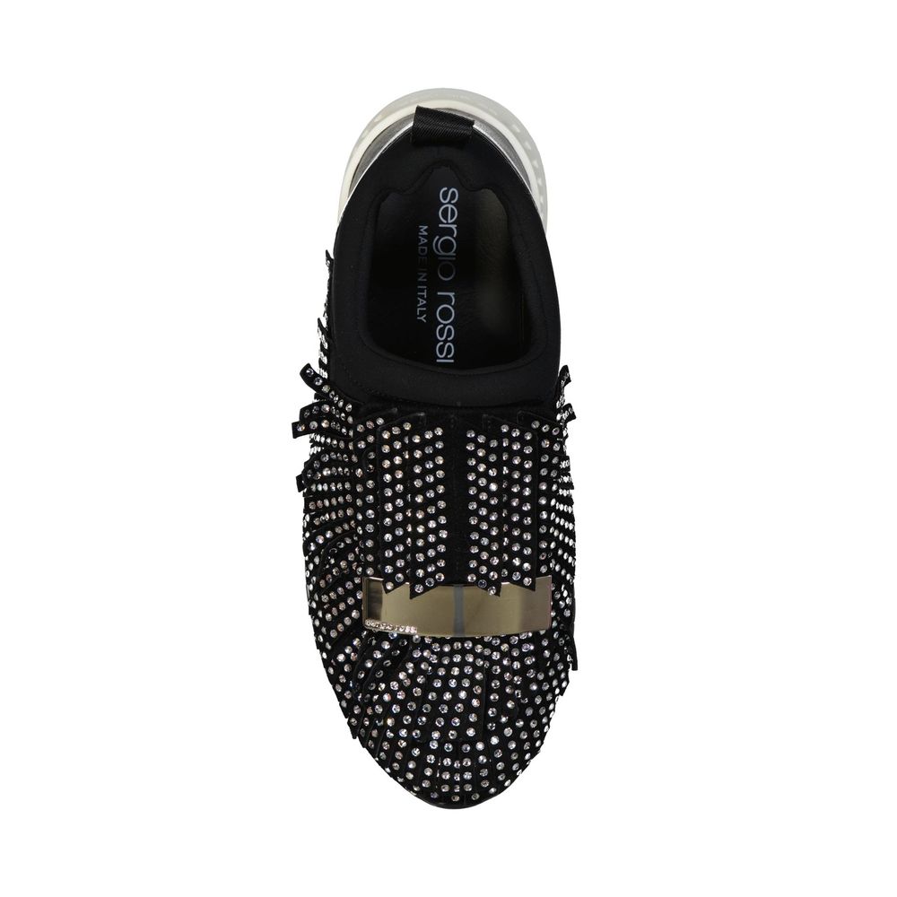 Black Fabric Chunky Sneakers