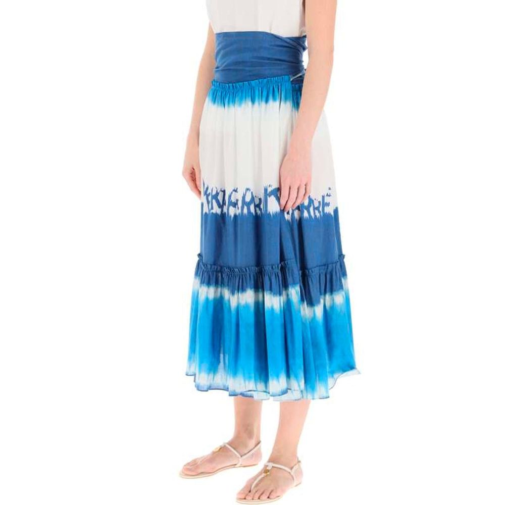 Blue Cotton Midi Skirt