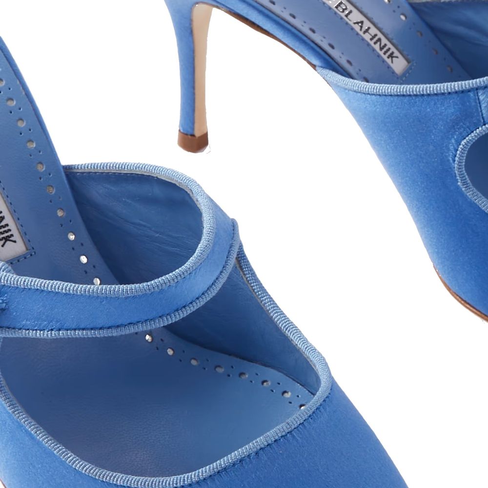 Blue Silk Mules