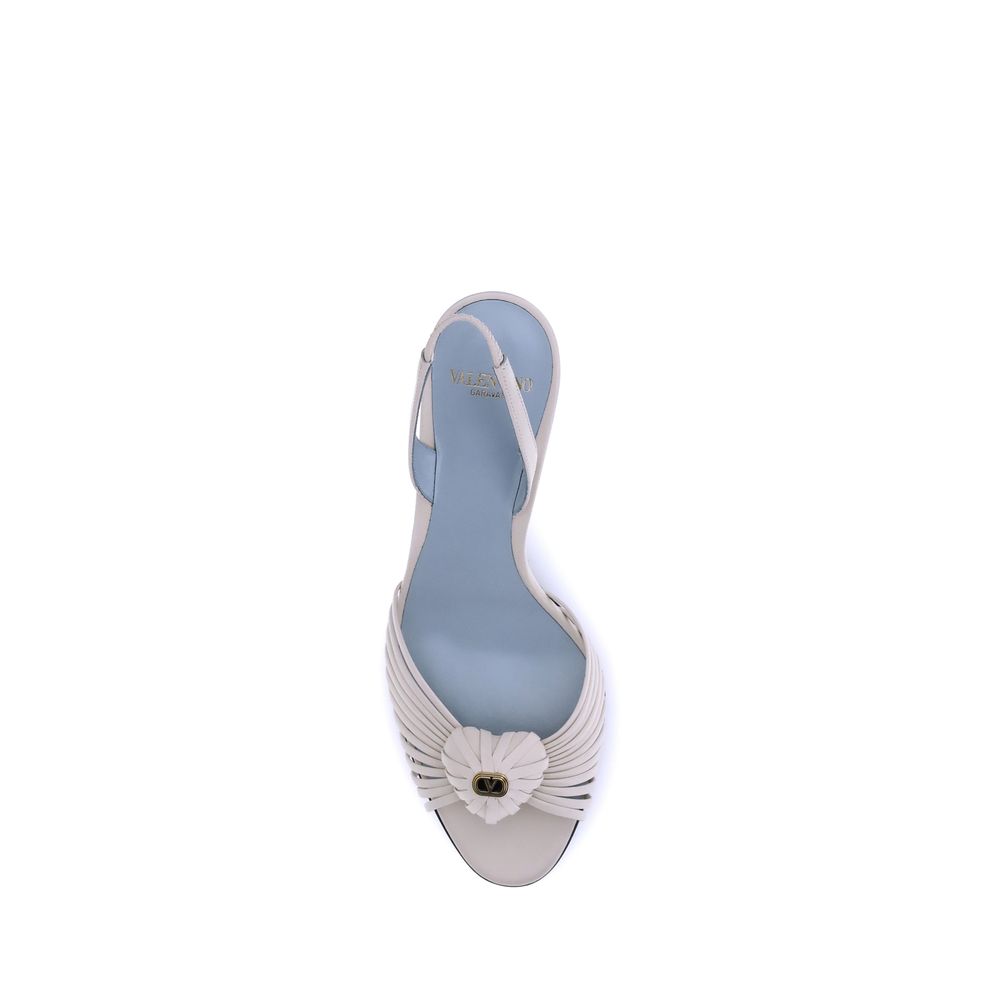 White Calf Leather Bos Taurus Stiletto Heel Sandals