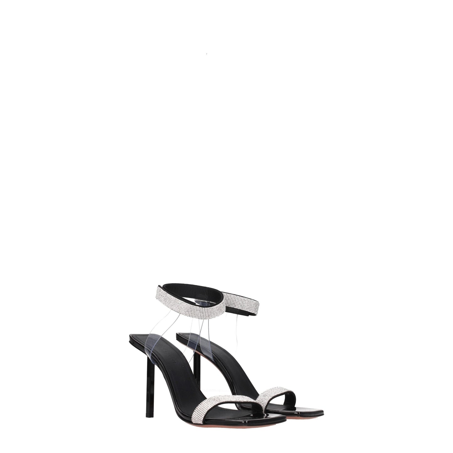 Black Crystals Stiletto Heel Sandals