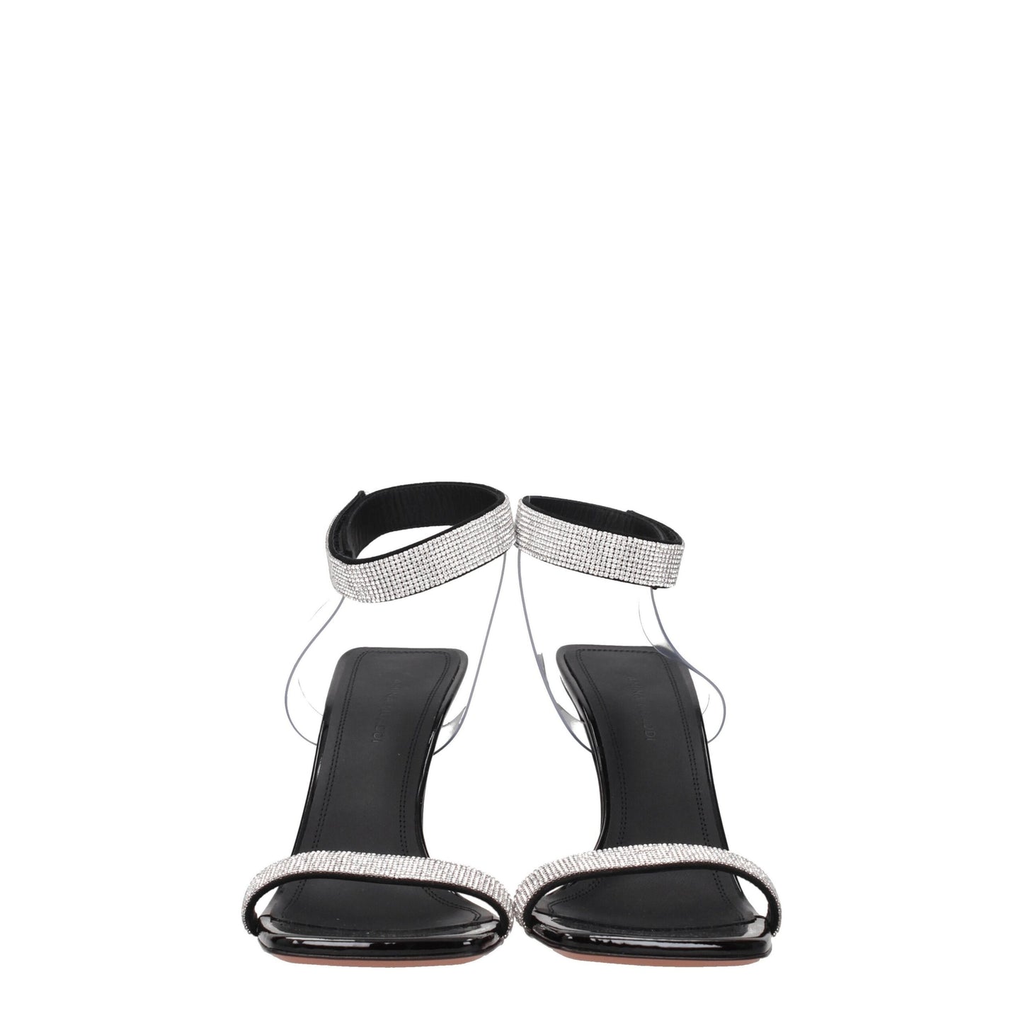 Black Crystals Stiletto Heel Sandals