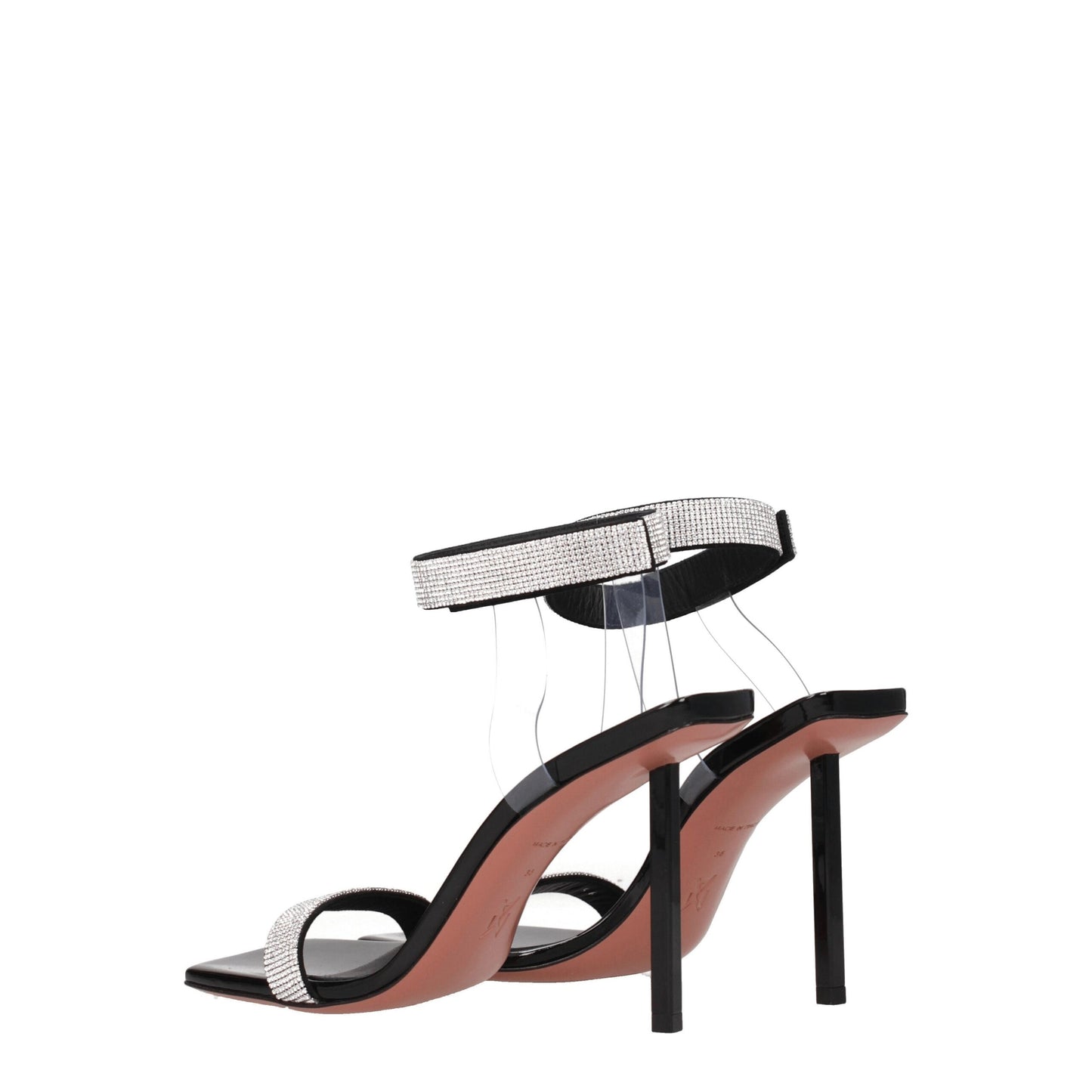 Black Crystals Stiletto Heel Sandals