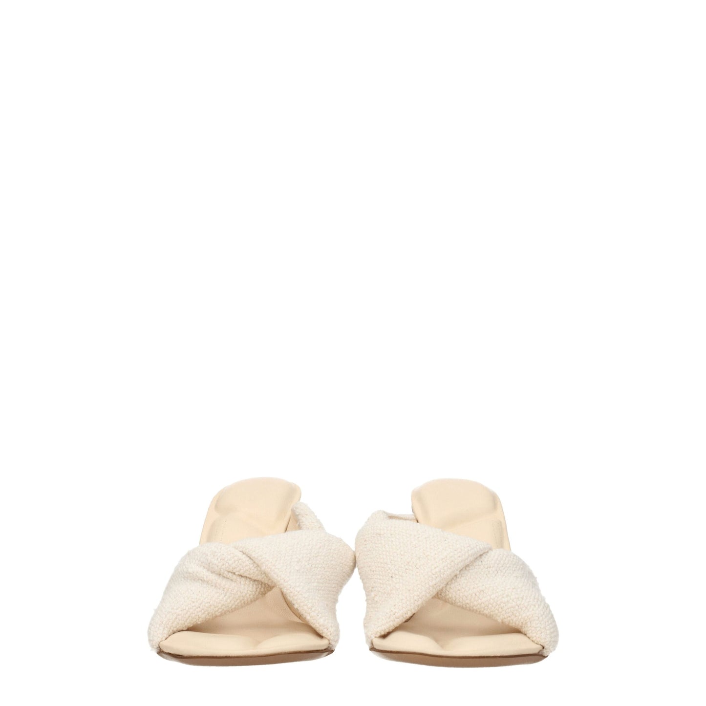 Beige Fabric Stiletto Heel Sandals