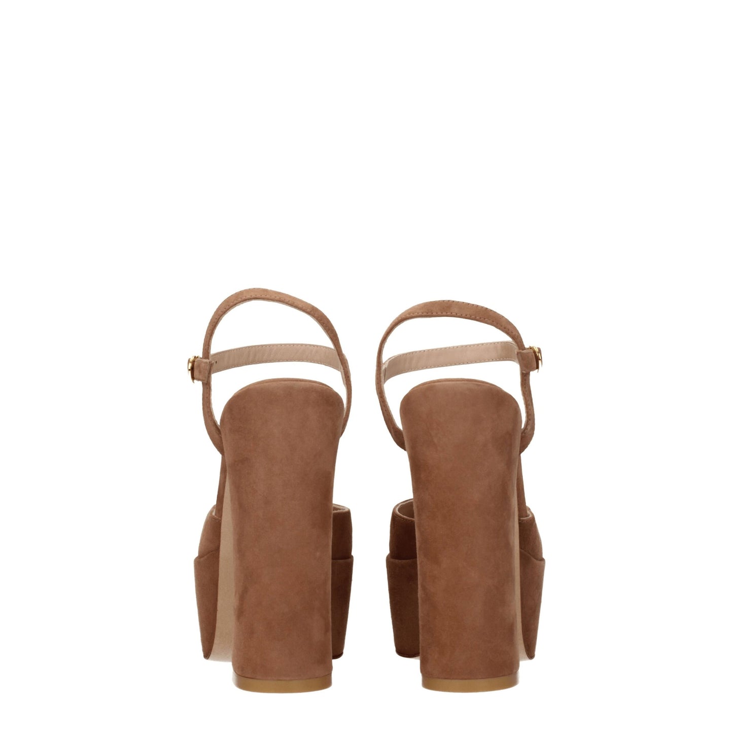 Beige Leather Platform Sandals