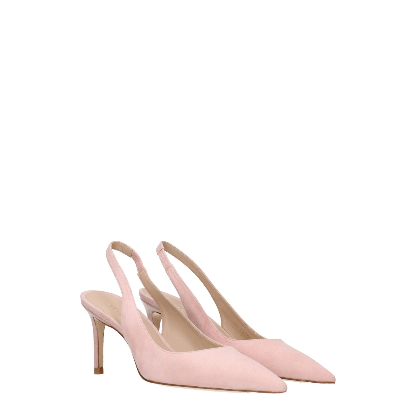 Pink Leather Mid Heel Pumps