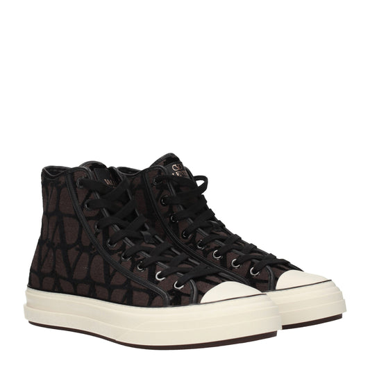 Brown Fabric High Top Sneakers
