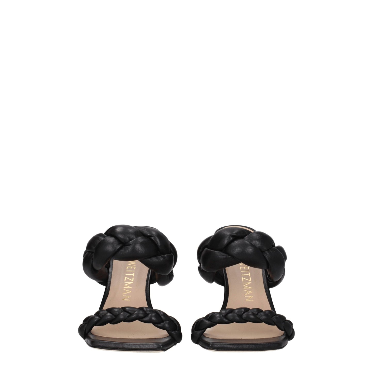 Black Leather Stiletto Heel Sandals