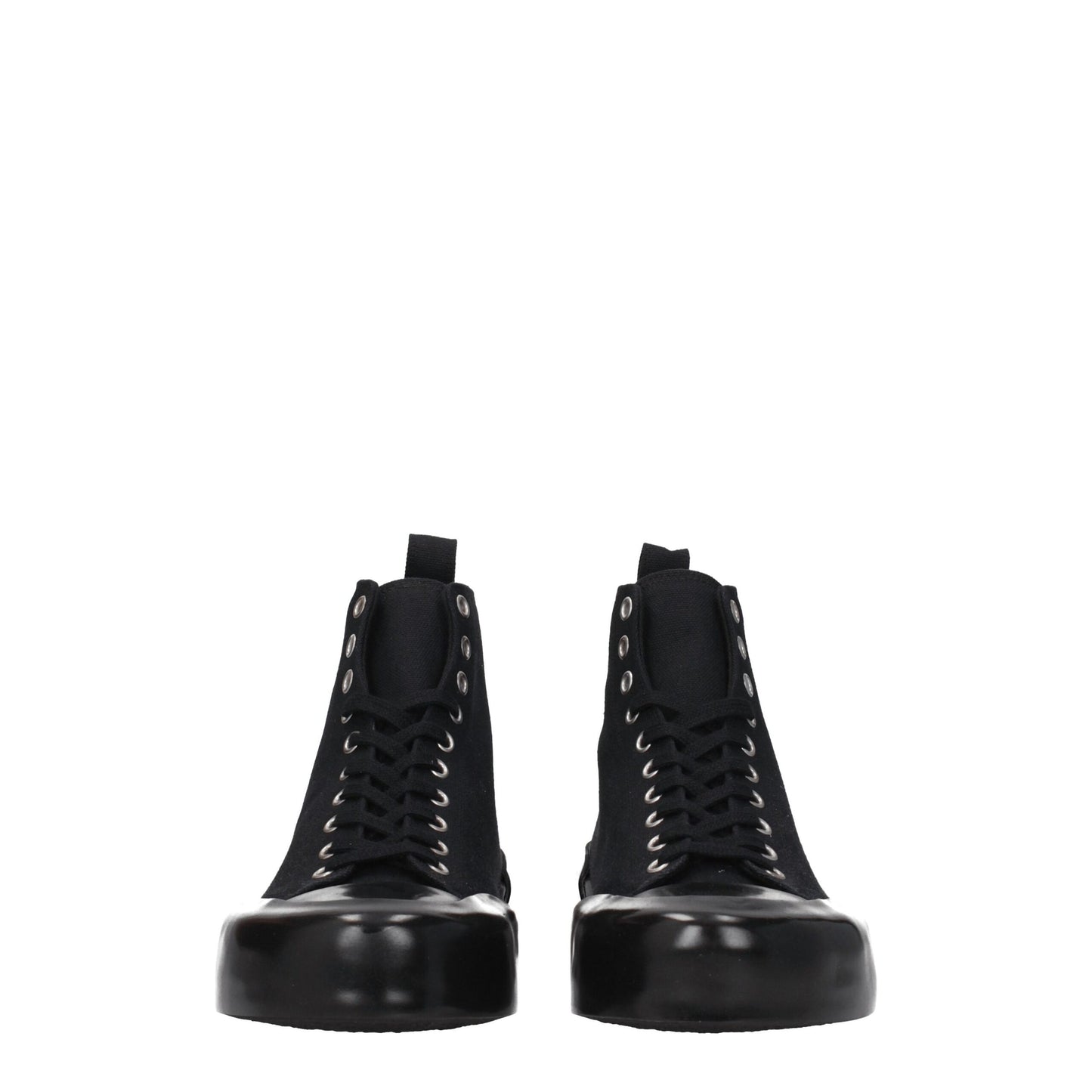 Black Fabric High Top Sneakers