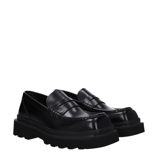 Black Leather Slip-On Loafers