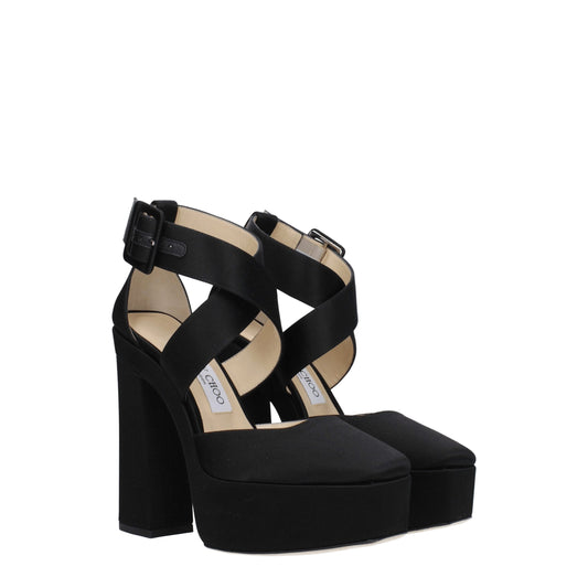 Black Satin Platform Sandals