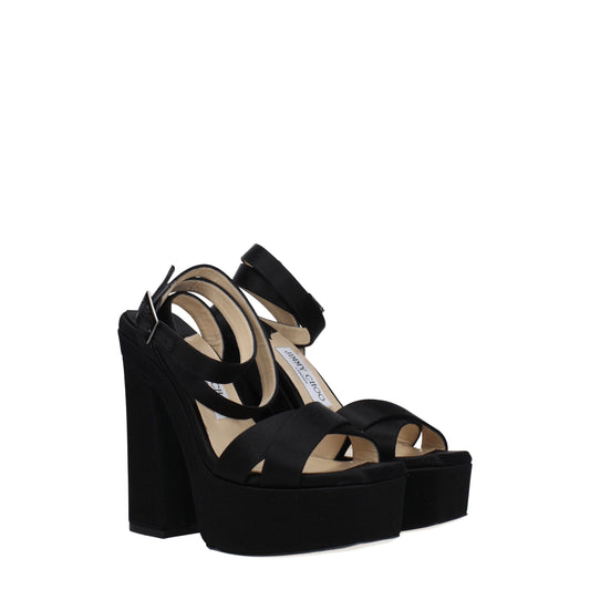 Black Satin Platform Sandals