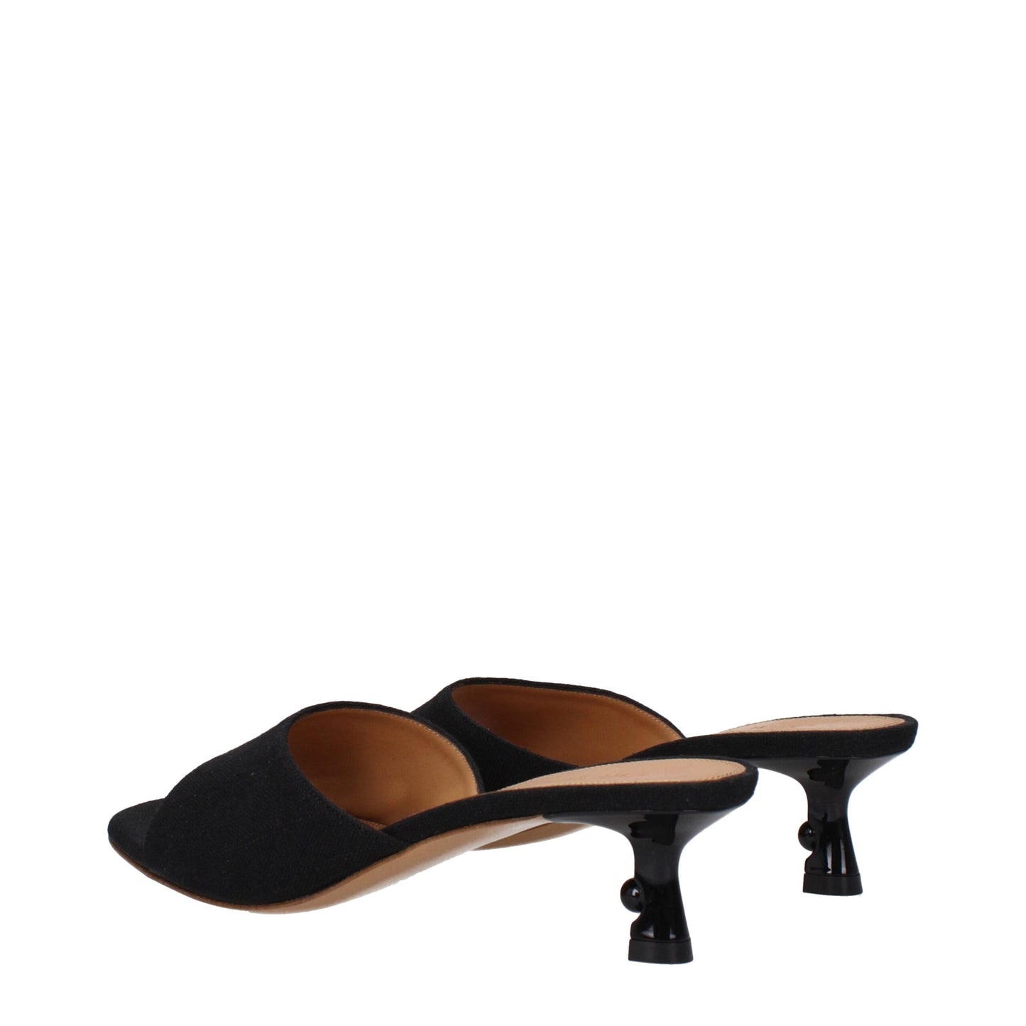 Black Linen Flat Sandals