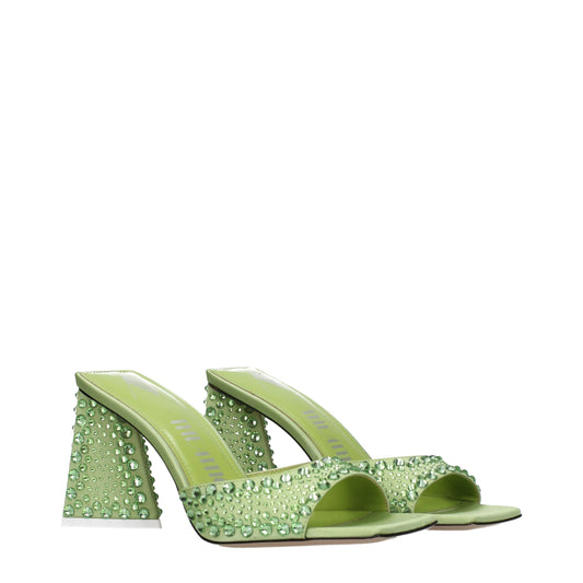 Green Satin Stiletto Heel Sandals