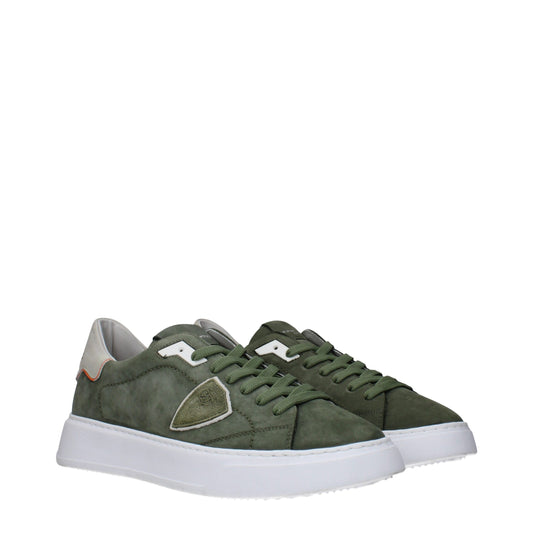 Green Leather Low Top Sneakers