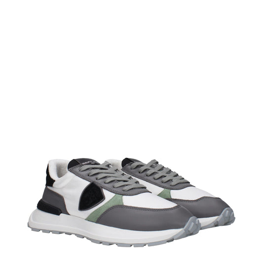 White Fabric Low Top Sneakers