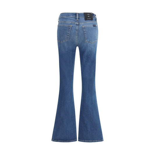 Blue Cotton Flared Jeans