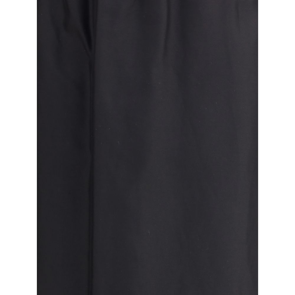 Black Cotton Midi Skirt