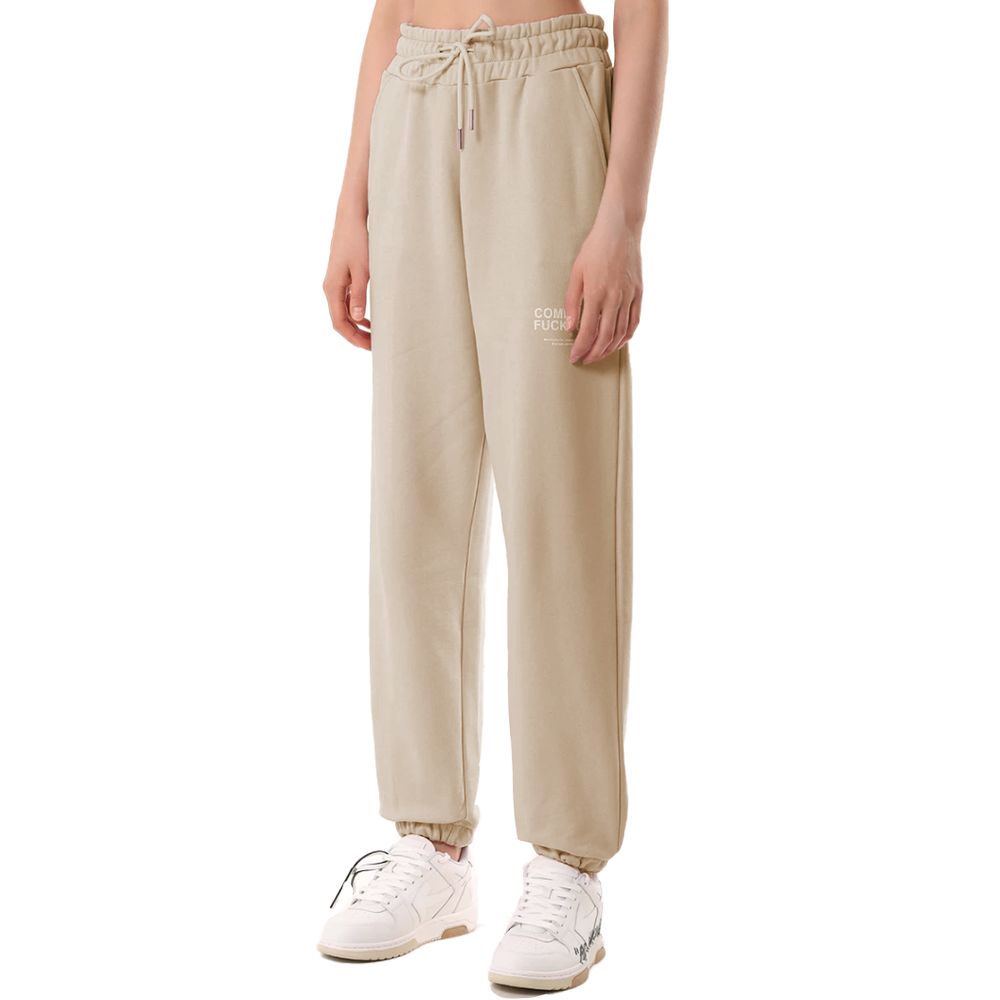 Beige Cotton Women Sweatpant