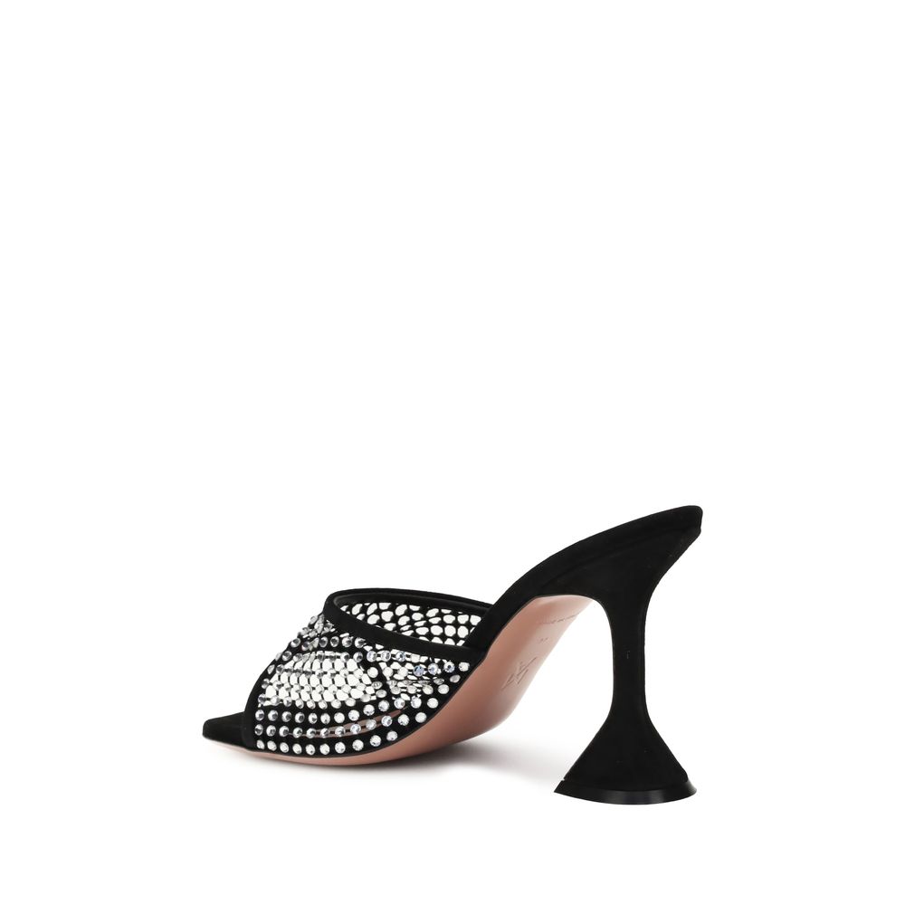 Black Goatskin Stiletto Heel Sandals