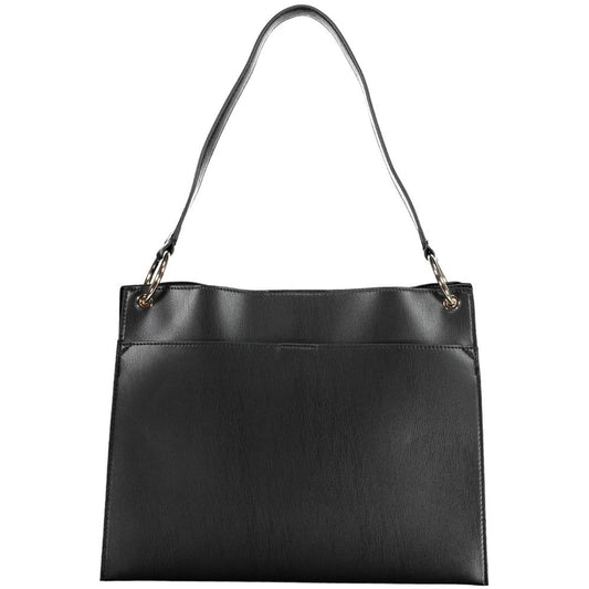 Black Polyurethane Women Handbag