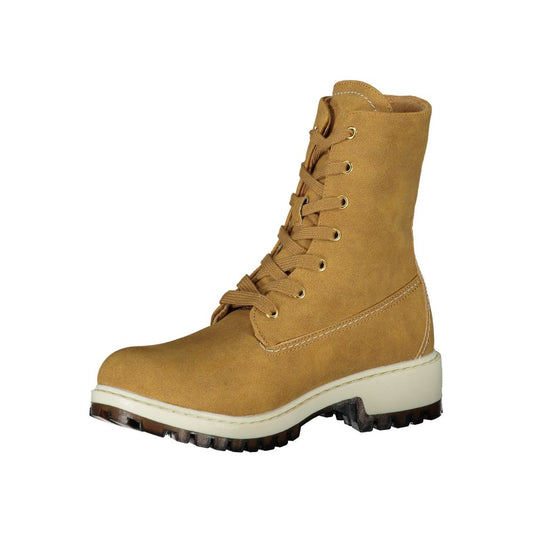 Brown Polyester Women Boot