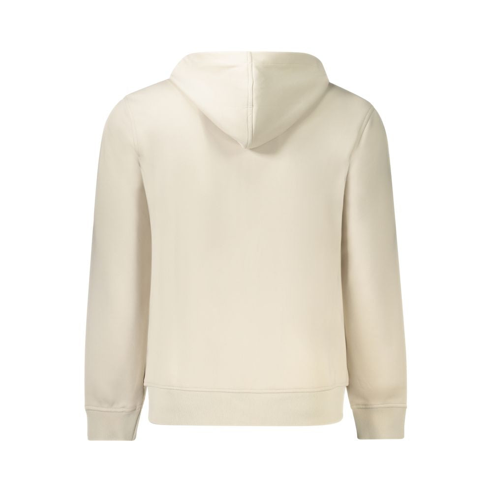 Beige Polyester Men Sweater Hooded