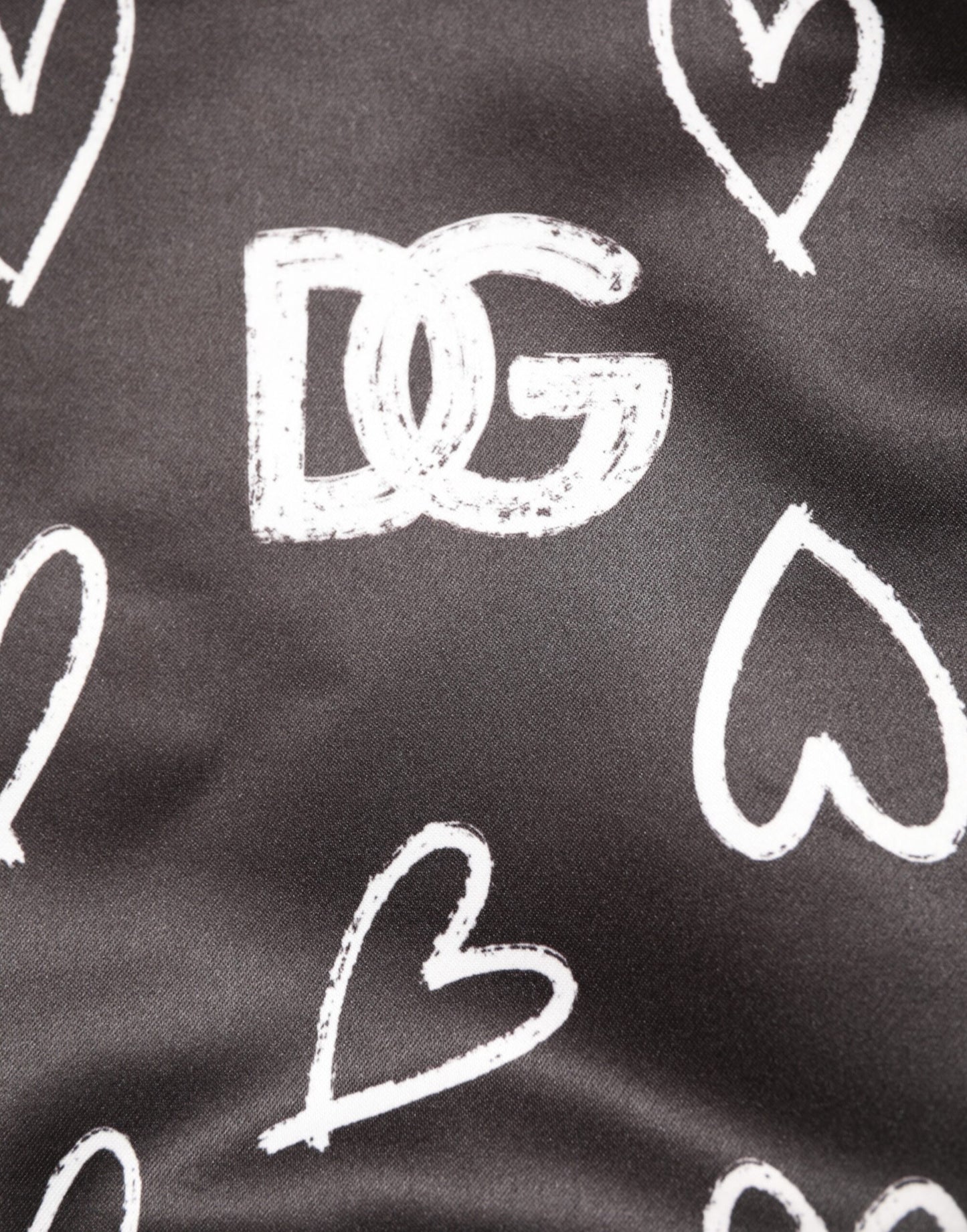 Black Polyester Heart Print Bomber Jacket