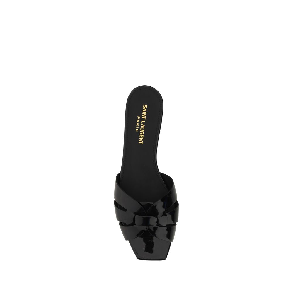 Black Calf Leather Bos Taurus Flat Sandals