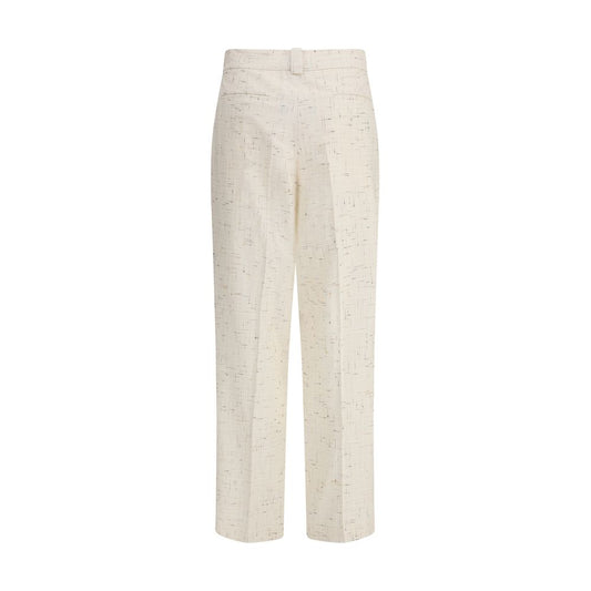 Cream Cotton Casual Pants