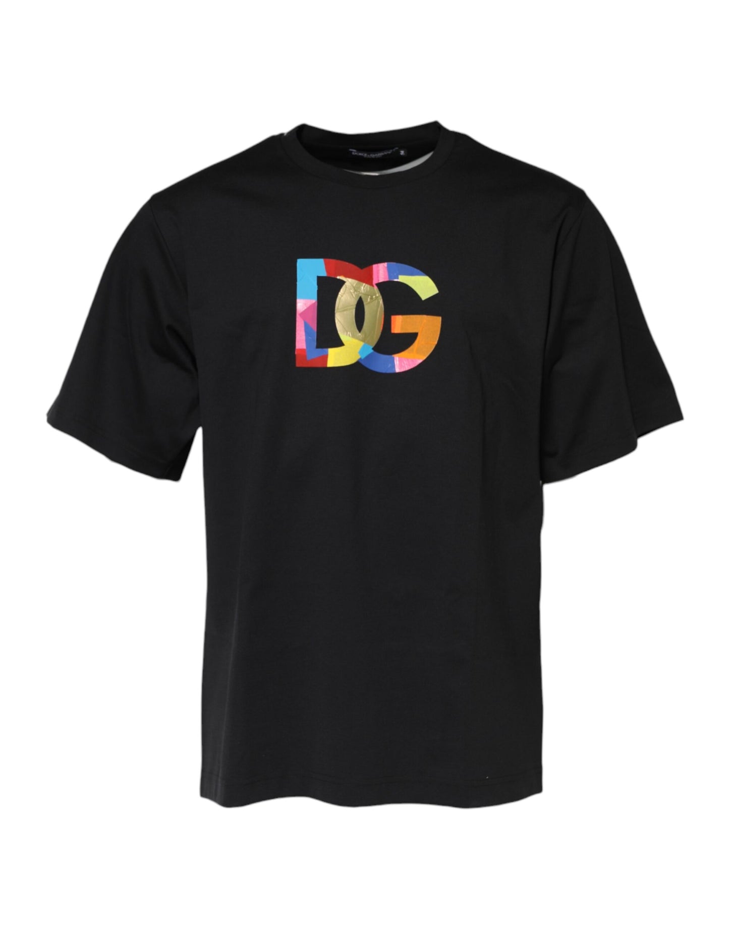 Black DG Logo Print Cotton Crew Neck T-shirt