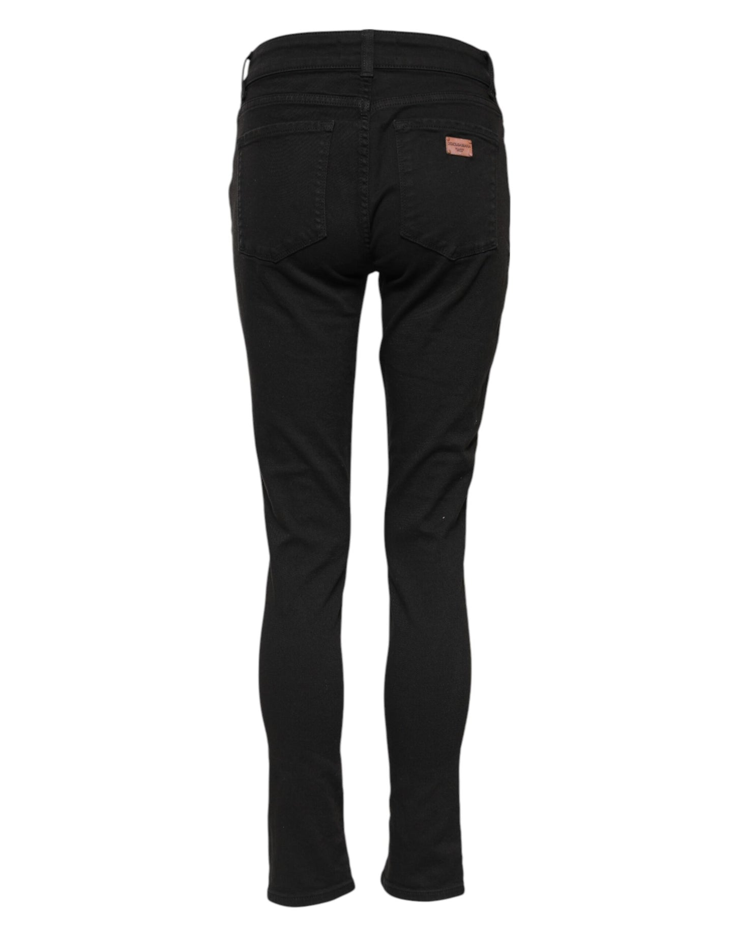Black Cotton Skinny Mid Waist Denim Jeans