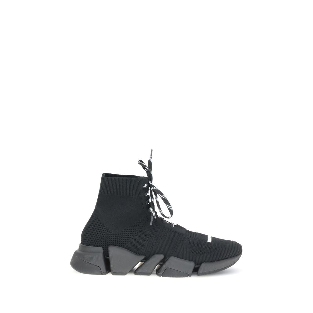 Black Polyester Athletic Sneakers