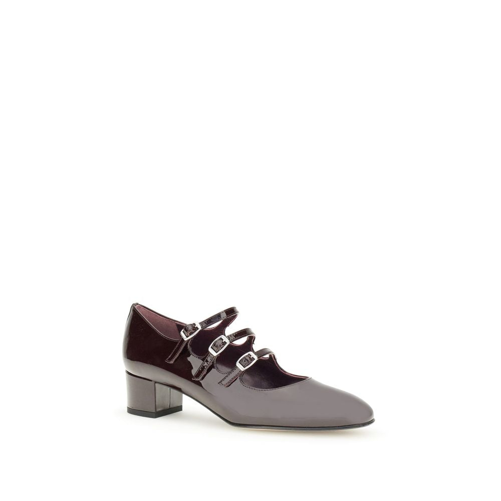 Brown Leather Mid Heel Pumps