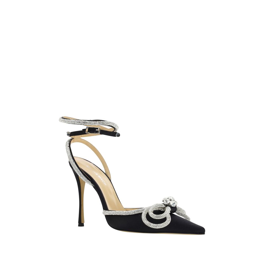 Black Silk Stiletto Heel Sandals