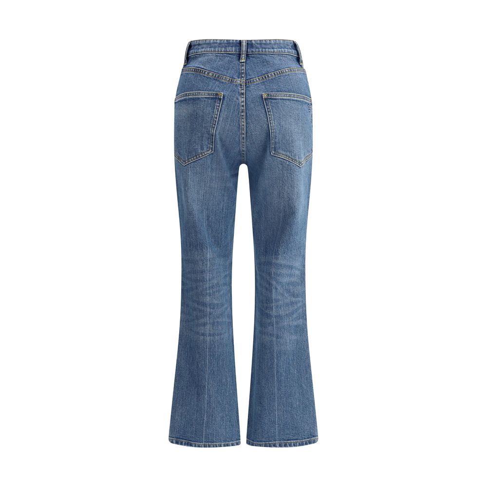 Light Blue Cotton Cropped Jeans