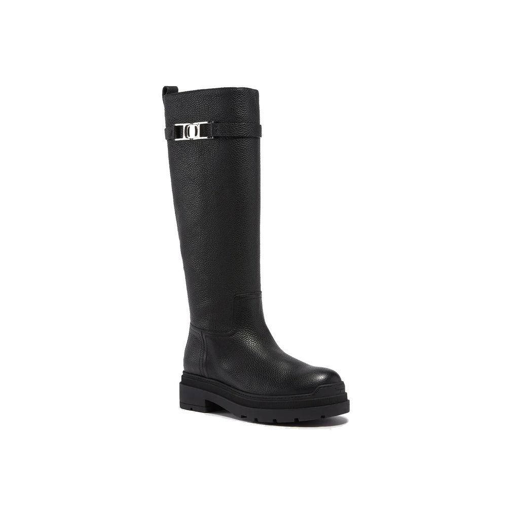 Black Calfskin Lace-Up Boots