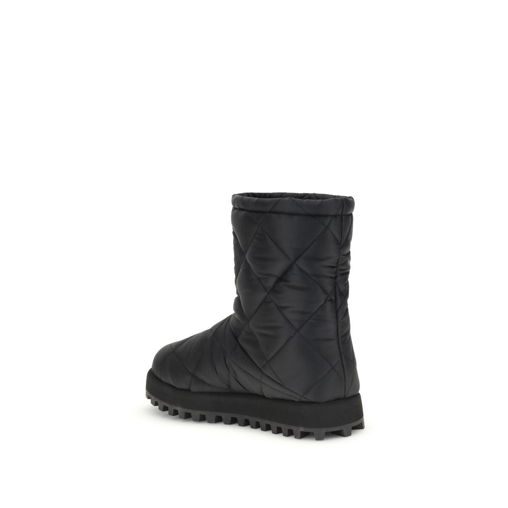 Black Polyamide Flat Boots