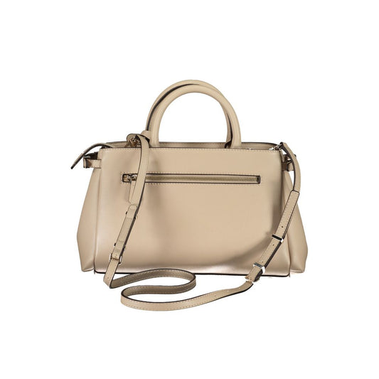 Beige Polyethylene Women Handbag
