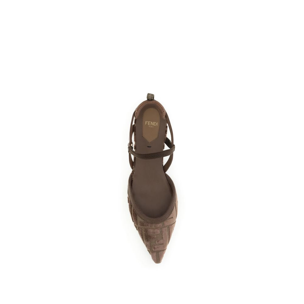 Brown Polyamide Ballet Flats